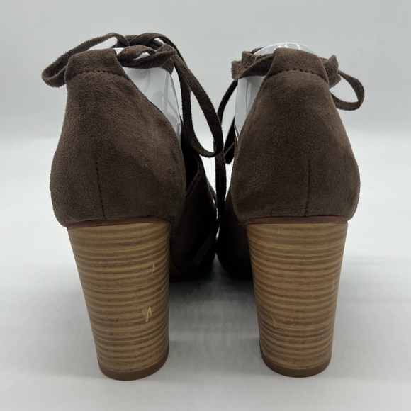 BC Born in California Vegan Suede-like Open Toe Chunky Heel Ankle Tie Bo… - Picture 2 of 8